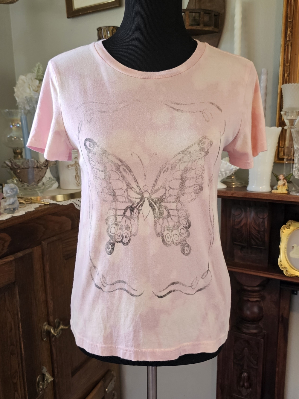 Lucky Brand Butterfly Tie Dye Tee Pink Fairycore Graphic Shirt XS